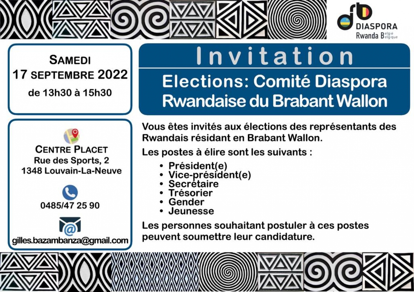 Brabant Wallon :Les élections des représentants de la communauté Rwandaise.